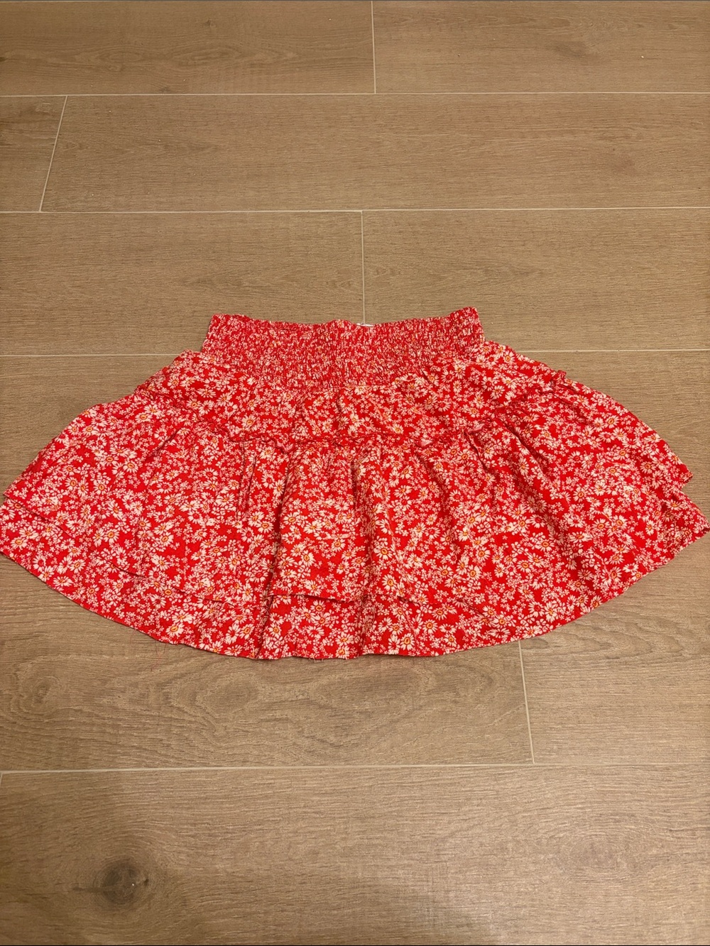 Sienna Sky Bright Red Floral Smocked Skater Skirt